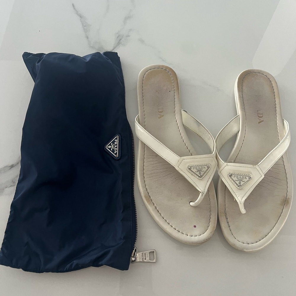 Prada white color flip flops size 39